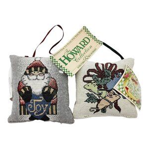 Set of 2 Vicky Howard Santa Mouse Christmas Pillow Door Hanging Wall Ornaments